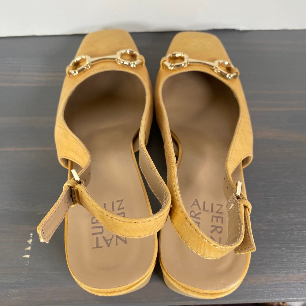Naturalizer Keeley Slingback Block Heels Women Size 8W Yellow Leather Square Toe - Picture 9 of 11